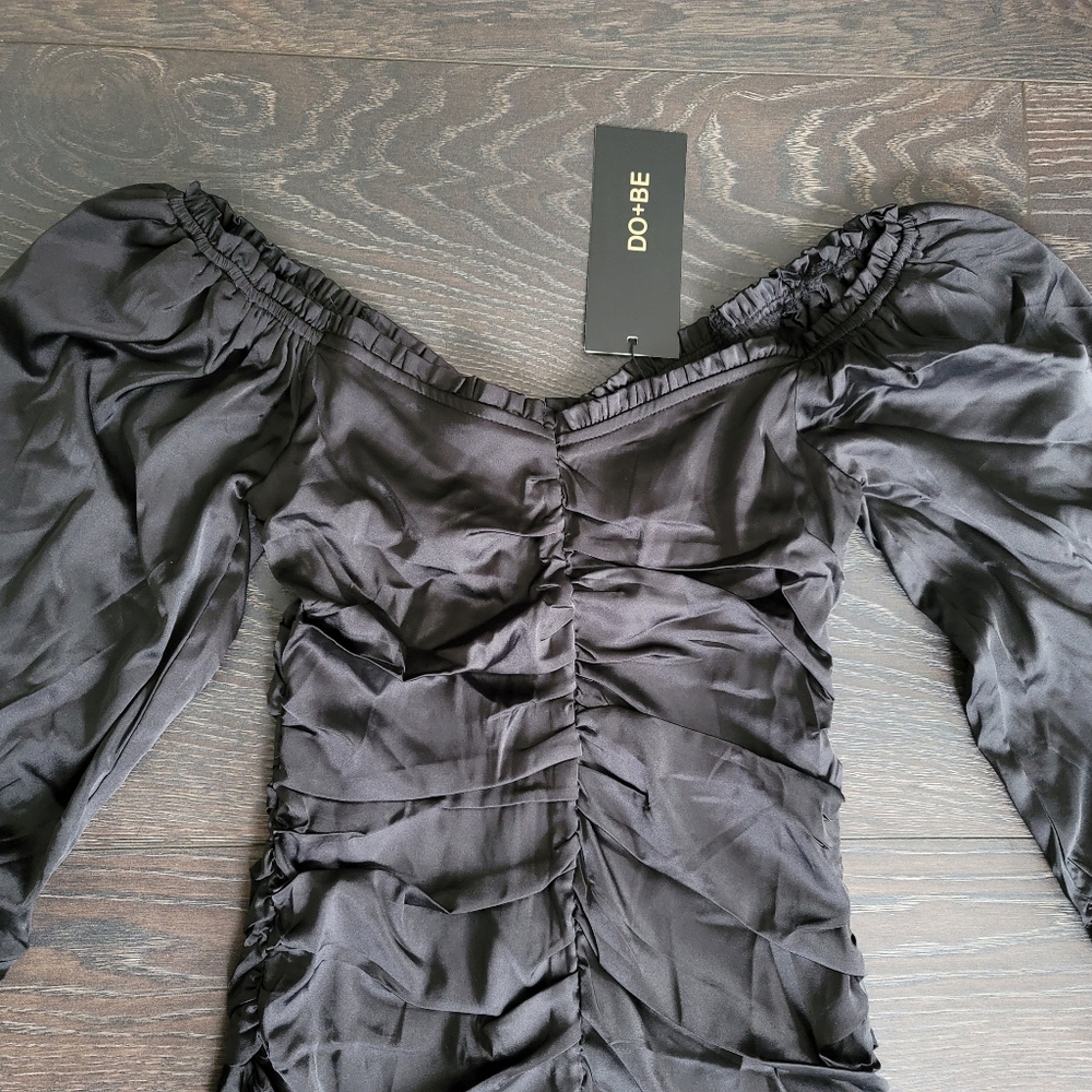NWT DO+BE Satin Black Dress - Picture 4 of 12